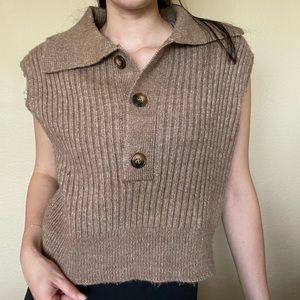 Half button sweater tank